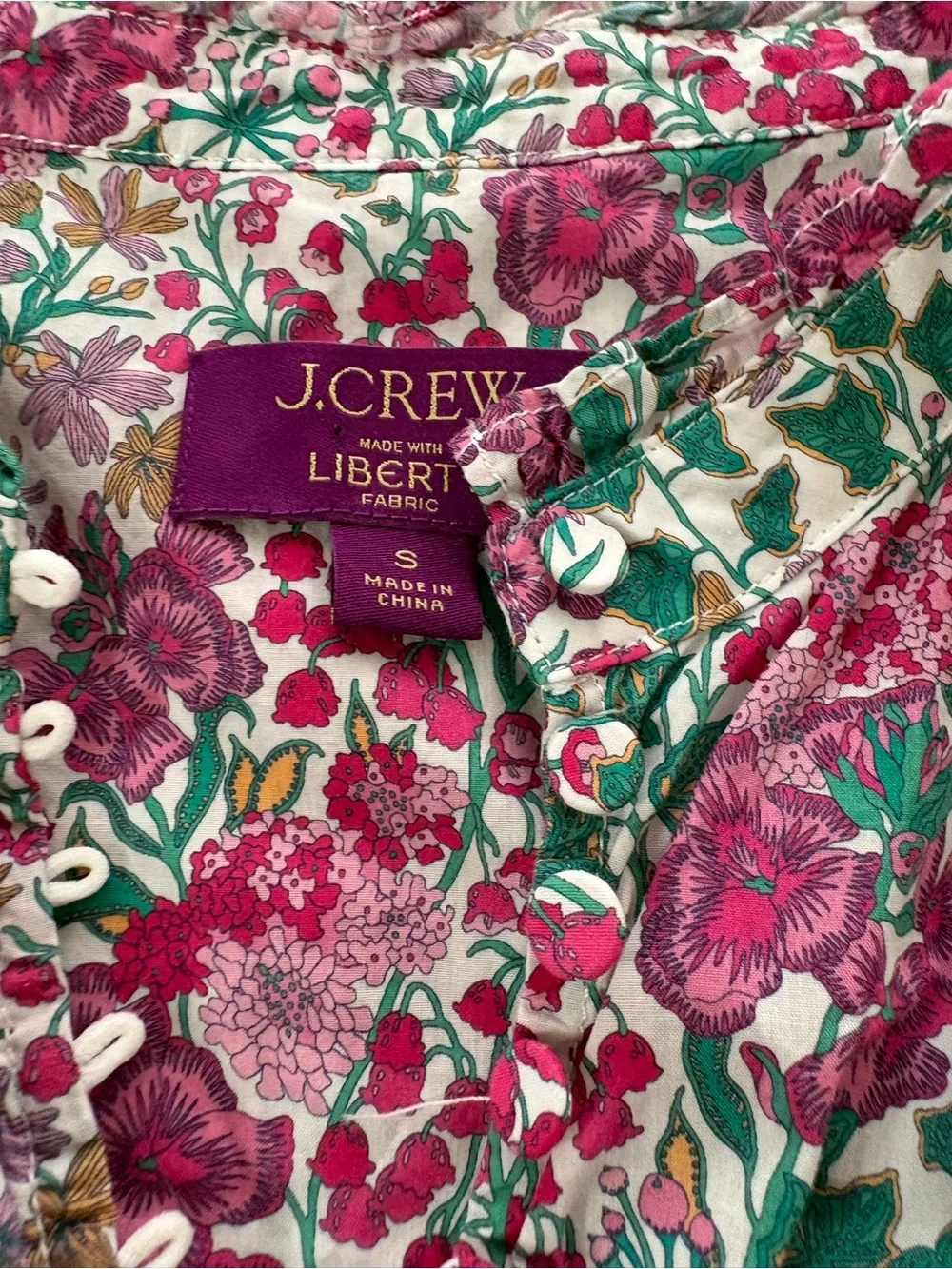 J.Crew X Liberty of London Fabric Edna Floral Puff Sleeve Popover Blouse
